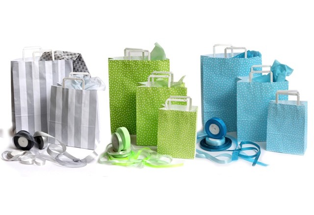 NEW - Paper bags with patterns, chromo paper handle 
